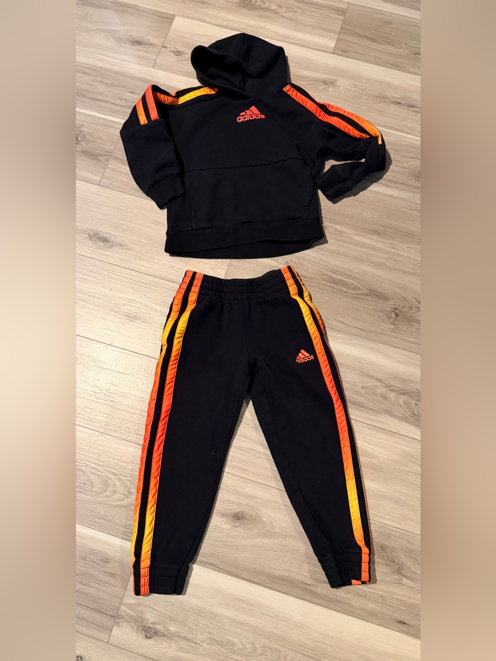 adidas Kids Black Track Suit. Size 8